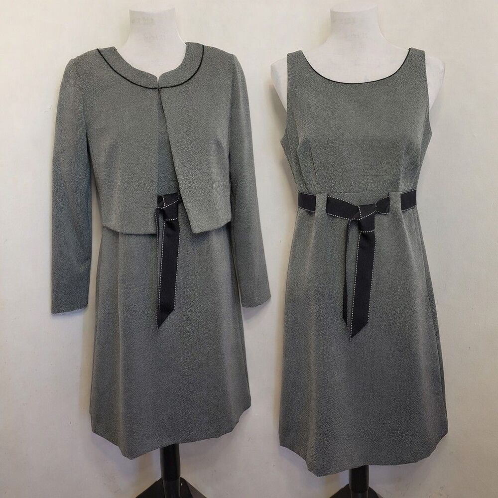 Studio 1 Women’s Gray Belted Dress‎ w/ Blazer Size 6 Career Church Outfit